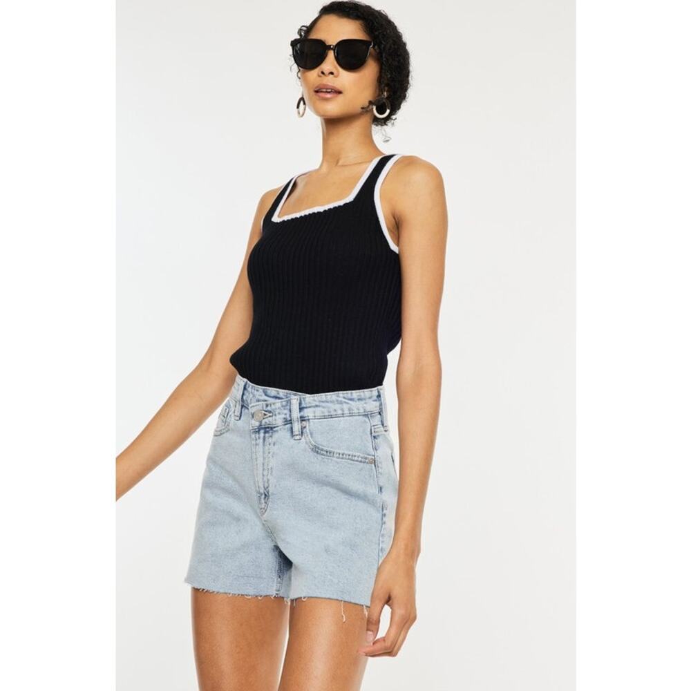 Kan Can High Rise Crossover Waist Band Shorts - KC20029L - Size 26 - Picture 8 of 9